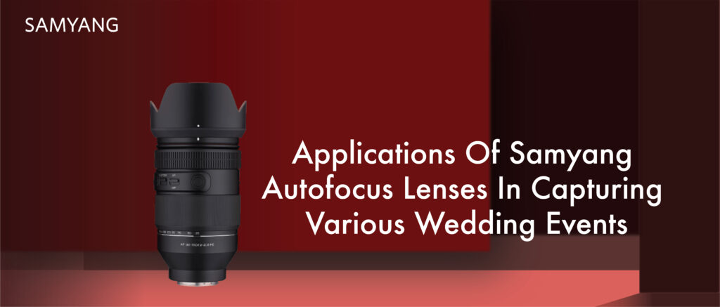 Samyang Autofocus lens mounted on a camera, highlighting its sleek design and fast focusing capabilities.